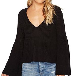 Free People Black Damsel Bell Sleeve Sweater